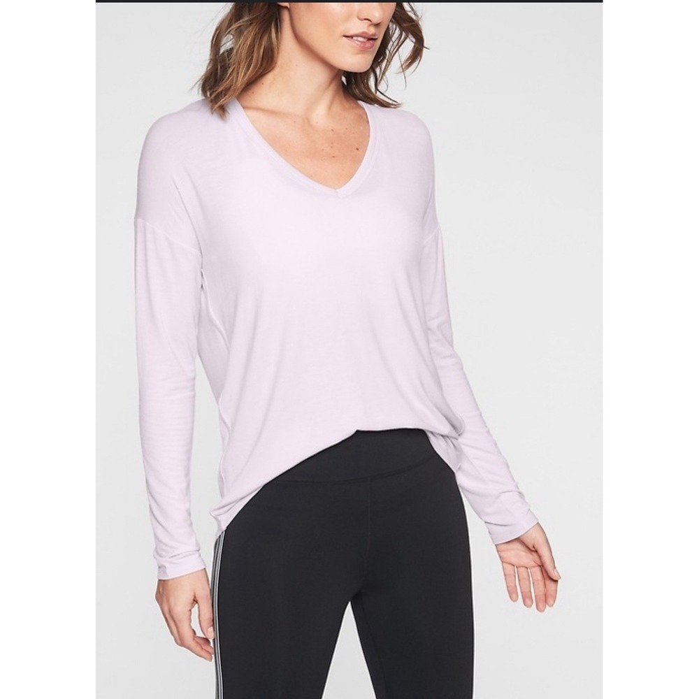 Athleta CloudLight Rib VNeck Relaxed Long Sleeve Women's‎ Top Size L NWT
